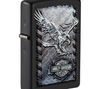 Accendino Zippo® Harley-Davidson® 28485, Accendino Antivento Ricaricabile Zippo, Realizzato in Metallo con Caratteristico "click" Zippo, Color Nero, Made in USA, Ottima Idea Regalo