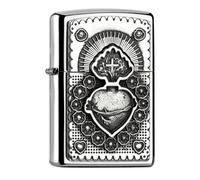 Accendino Zippo Il Sacro Cuore Mexican Heart Accendino A Fiamma In Cromo