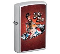 Accendino Zippo originale - Barber Shop Pin-Up cromato con stampa
