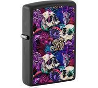Accendino Zippo originale - Psychedelic Mushroom/Teschio Fungo Edition, Glow in The Dark su nero opaco