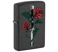 Accendino Zippo® Rose Dagger Tattoo 49778, Accendino Antivento Ricaricabile Zippo, Realizzato in Metallo con Caratteristico "click" Zippo, Color Nero, Made in USA, Ottima Idea Regalo