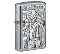 Accendino Zippo Skeleton Cowboy Antivento Unisex Grigio