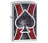 Accendino Zippo® Spade Design 28952, Accendino Antivento Ricaricabile Zippo, Realizzato in Metallo con Caratteristico "click" Zippo, Color Cromo Lucido, Made in USA, Ottima Idea Regalo