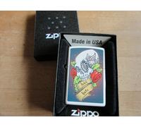 Accendino Zippo Teschio Rose Tattoo Amore Odio OVP Teschio