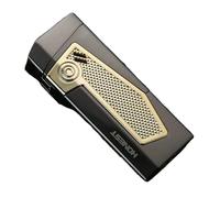 Accendisigari con torcia a fiamma quadrupla a 4 getti con punzone per sigari, portasigari, con finestra del gas visibile (carburante non incluso) (Color : Gold)