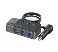 Accendisigari Splitter, 8 in 1 Adattatore per accendisigari da auto PD 35 W Caricabatteria da auto a 3 prese Heavy Duty Truck Multi Port USB C 12V/24V Interruttori indipendenti Display LED