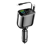 Accendisigari USB C, 5 in 1, caricatore per auto retrattile con voltmetro LED, adattatore per accendisigari USB, compatibile con iPhone 16/15/14/13, Pro Max, Samsung S24/S23