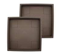 Accent - Sottovaso quadrato per piante, in plastica resistente, elegante vassoio quadrato per il drenaggio dell'acqua, resistente ai raggi UV, per interni ed esterni (35,6 cm, cioccolato, confezione