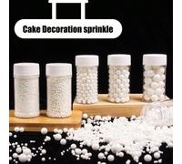 Accenti decorativi per torte di compleanno, perle bianche di varie dimensioni. Perfetto per decorare ciambelle, cupcake, gelato e biscotti, ottimi forniture decorative per matrimoni, San Valentino, Og