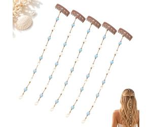 Accento per capelli da sirena da spiaggia: dettagli di stelle marine e perline per le donne, accessorio per capelli a strati con clip Boho per vacanze al mare, matrimoni e festival (5pcs)