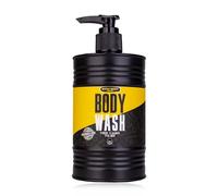 Accentra Bagnoschiuma/Body Wash Bath + Body Toolkit in dispenser a pompa a forma di botte d'olio, 400 ml, profumo: sandalo e muschio, gel da bagno e doccia per uomini