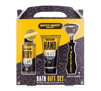 Accentra Bath + Body Toolkit, set regalo da uomo con apribottiglie: set per la cura degli uomini con bagnoschiuma da 100 ml, esfoliante per le mani da 50 ml, design moderno