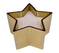 Accentra Candela profumata a tre stoppini 240 g in vetro a forma di stella, candela decorativa Natale, profumo vaniglia, colore oro
