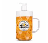 Accentra CHEERS detergente corpo e mani betulla cedro boccale da birra | Docciaschiuma con erogatore a mousse, design pinta stile bar, look bianco oro, idea regalo pratica per routine quotidiana