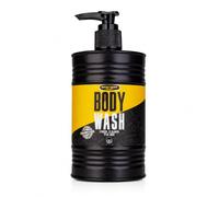 Accentra detergente corpo uomo BATH + BODY TOOLKIT sandalo e muschio | Detergente corpo in erogatore, flacone giallo nero, accessorio bagno, pensiero regalo maschile facile da usare ogni giorno