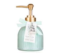 Accentra Dispenser di sapone HOME SPA con sapone per le mani in dispenser decorativo in vetro, sapone liquido, 200 ml, profumo: aloe vera, idea regalo per donne, mamma e fidanzata - ricaricabile