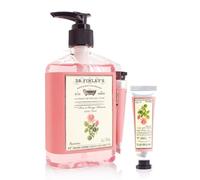 Accentra Dr. Finlay's - Dispenser di sapone liquido in dispenser con sapone per le mani da 250 ml e crema per mani e unghie da 10 ml, fragranza rosa e fiori d'arancio, cura per bagno e WC degli ospiti