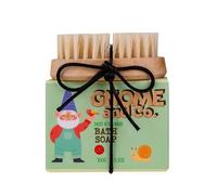 Accentra GNOME & CO - Set regalo con spazzola per unghie, 2 pezzi, per donne con sapone e spazzola per unghie, fragranza Daisy & Rhubarb, verde chiaro/rosso/bianco, regalo di benessere per Pasqua e