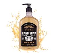 Accentra Sapone per le mani in bottiglia con effetto bottiglia di whisky, 460 ml, sapone per le mani in dispenser di pompa, sapone liquido, profumo per whisky, ricaricabile