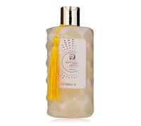 Accentra Schiuma da bagno FESTIVE EDITION Schiuma per doccia, gel doccia in bottiglia con nappa decorativa gialla, 330 ml, profumo: vaniglia, regalo per donne, Natale