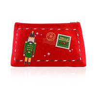 Accentra Set bagno HELLO WINTER in borsa in feltro con docciaschiuma e 2 bombe da bagno, regalo donna Natale, profumo mirtillo rosso ghiacciato, rosso/verde