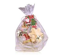 Accentra Set bagno HELLO WINTER in slitta di filo con 100 ml docciaschiuma, 60 ml lozione corpo, 50 g bomba da bagno, regalo donna Natale, profumo mirtillo rosso ghiacciato, rosso/verde