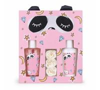 accentra set regalo DOLCI SOGNI - set di bellezza con maschera per dormire panda, doccia curativa, lozione per il corpo e coriandoli da bagno