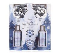 Accentra Set bagno WINTER WONDERLAND in scatola regalo, per donne con doccia, lozione corpo, bombe da bagno, mascherina, profumo White Tea & Cocco, Natale