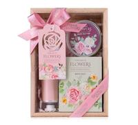 Accentra - Set da bagno da donna I DREAM OF FLOWERS in bella confezione regalo - Set di 3 pezzi con crema per le mani, burro per il corpo e sali da bagno - Set regalo per San Valentino e festa della
