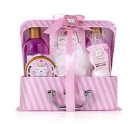 accentra Set da bagno e doccia Princess Kitty per donne e ragazze, con dolce profumo di fragola e vaniglia, confezione regalo confezionata in una scatola di carta, 7 pezzi