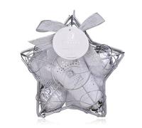 Accentra Set da bagno FESTIVE EDITION in cesto metallico a forma di stella in argento, set regalo per donne con lozione per il corpo, 2 bombe da bagno e spugna a rete, ideale per Natale