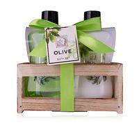 Accentra Set doccia da donna, in bella scatola di legno, 2 pezzi, con gel doccia e lozione per il corpo, ideale come regalo per compleanno, San Valentino e Natale
