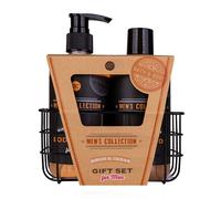 Accentra Set regalo per uomini MEN'S Collection in cestello metallico, con gel doccia da 300 ml, shampoo da 300 ml, fragranza: betulla e cedro - marrone