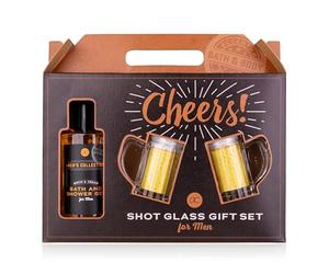 Accentra Set regalo MEN'S COLLECTION in confezione regalo, con gel da bagno e doccia da 140 ml, 2 bicchierini da birra a forma di brocca (4 cl), profumo: betulla e cedro - marrone