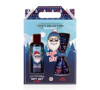 Accentra Set regalo MEN'S COLLECTION WINTER EDITION in cofanetto con 100 ml docciaschiuma & papillon, regalo uomo Natale, profumo pino ghiacciato & ambra, blu/bianco/rosso