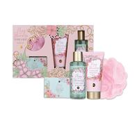 Accentra - Set regalo per donna POSY OF FLOWERS 4 pezzi - Set da bagno regalo con lozione per il corpo, sali da bagno, gel doccia e spugna a rete - Set benessere, ragazze, compleanno, San Valentino