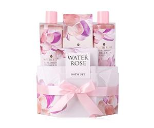 Accentra, Set Regalo Water Rose per Donne, Mamme e Signore Set Coccole per la Cura del Corpo e del Bagno nella rilassante fragranza Water Rose, rosa-bianco