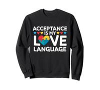 Acceptance Is My Love Language Autism Awareness Puzzle Cuore Felpa