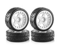 Accesorios coches RC per Tamiya per TT01 TT01E per TT02 XV01 XV02 144010 124007 124017 110 RC per Auto da per Corsa 4 Pezzi 65mm Gomma della Ruota del Pneumatico(White)