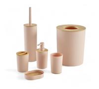 Access SDB, Set di 6 pezzi, in plastica, bambù, set completo, rosa