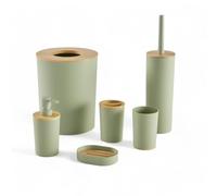 Access SDB, Set di 6 pezzi, in plastica, bambù, set completo, verde