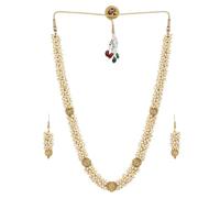 ACCESSHER Collana lunga placcata in oro con perle fatte a mano per le donne, Ottone, Perla