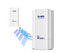 Accesso Point Esterno, KuWFi 2.4G Ponte wireless 300Mbps,8dBi antenna wifi esterno CPE con display a LED per configurare il WDS PT/PTMP,1KM long range Point to Point WiFi per Starlink Router/Camera