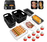 Accessori ad aria friggitrice per Philips Dual Basket Air Fryer 3000/5000 Serie 6L/3L, Moulinex Dual Easy Fry 8.3 L, 14PCS Teglie Cestino Friggitrice ad Aria per grigi per Philips 9L, Moulinex 8,3 L