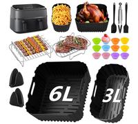 Accessori ad aria friggitrice per Philips Dual Basket Air Fryer 3000 Serie 6L/3L, rivestimenti riutilizzabili per fodere a frigioni ad aria Accessori per grigi per Philips Airfryer NA350/00