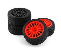 Accessori aggiornamento RC Compatibile Con Tamiya Per TT01 Per TT02 XV01 144001 Per HPI Per KYOSHO RC Drift Pneumatici E Ruote In Plastica 12mm Esagonale OD 67mm Su Pneumatici Da Per Strada(Black Red)