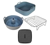 Accessori airfryer 4 accessori friggitrice ad aria Griglia air fryer Stampo friggitrice aria 22 cm Tappetino silicone Stampo silicone friggitrice ad aria Savarin Compatibile con TURBOBLAZE DUAL BLAZE