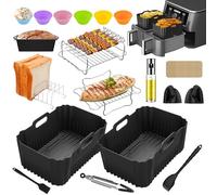 Accessori Airfryer per friggitrice ad aria calda Ninja Foodi MAX Dual Zone AF400EU AF300EU AF400EUCP DZ400EUSTGD, 2×friggitrice ad aria calda con stampo in silicone 9,5 L