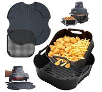 Accessori Airfryer per Ninja CRISPi FN101EU - 2 Stampi in Silicone con Coperchio Antischizzo & Tappetino in Silicone, Inserti Compatibili per Ninja CRISPi 4-in-1 Portable Glass Airfryer