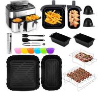 Accessori Airfryer per Philips Airfryer Dual Basket 3000 Series e Steam Airfryer 5000 Series Dual Basket - Set di accessori in silicone Airfryer con griglia in acciaio inox e supporto per spiedini in